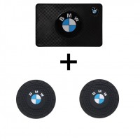 Комплект резинових ковриків на торпеду та підсклянники автомобіля з емблемою BMW Комплект резинових ковриків на торпеду та підсклянники автомобіля з емблемою BMW