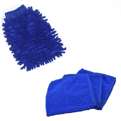 Комплект для миття автомобіля Рукавиця для миття машини з мікрофібри + 3 серветки з мікрофібри. 