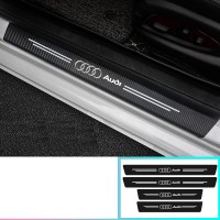 Комплект карбонової захисної плівки для порогів автомобіля з емблемою Audi
