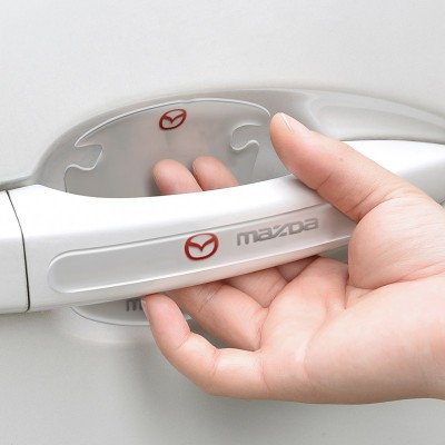 Комплект захисної силіконової плівки під дверні ручки та ручки авто з логотипом Mazda комплект 8шт