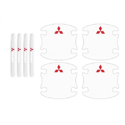 Комплект захисної силіконової плівки під дверні ручки та ручки авто з логотипом Mitsubishi комплект 8шт