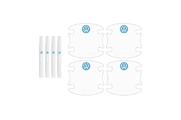 Комплект захисної силіконової плівки під дверні ручки та ручки авто з логотипом VW комплект 8шт