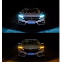 45 см ДХВ гнучкі денні ходові вогні синій ДХВ + жовтий поворот DRL