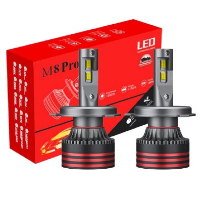 Комплект світлодіодних ламп M8 PRO цоколь H4 120W 9-24V 6000K 12000Lm CANBUS з обманкою Комплект світлодіодних ламп M8 PRO цоколь H4 120W 9-24V 6000K 12000Lm CANBUS з обманкою