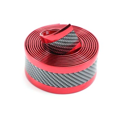 Молдінг стрічка для захисту кузова, порогів, багажника червоний-карбон.