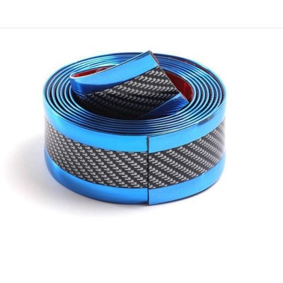 Молдінг стрічка для захисту кузова, порогів, багажника синій-карбон.