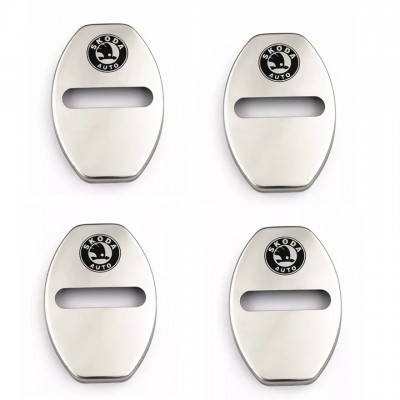 Накладки на петлі замків дверей Skoda колір срібний (хром).