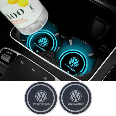 RGB підсвічування підсклянника з логотипом автомобіля VOLKSWAGEN 2шт RGB підсвічування підсклянника з логотипом автомобіля VOLKSWAGEN 2шт